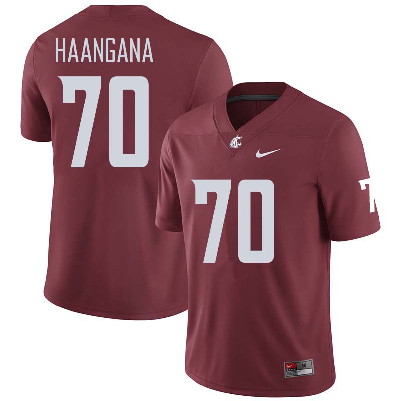 Men #70 Christian Haangana Washington State Cougars College Football Jerseys Sale-Crimson
